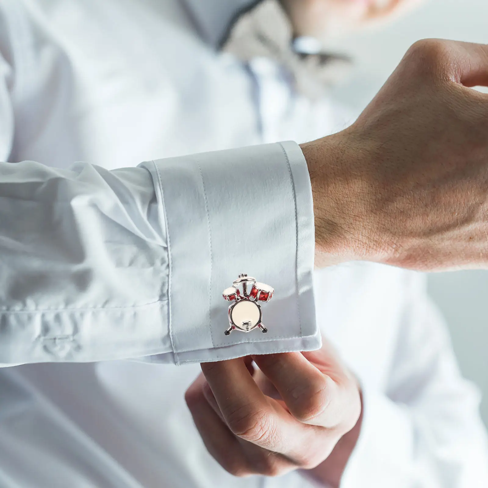 

2Pcs Drum Set Cufflinks Stylish Mens Suit Cuff Links Small Lightweight Brass Shirt Accessories for Wedding Office Business