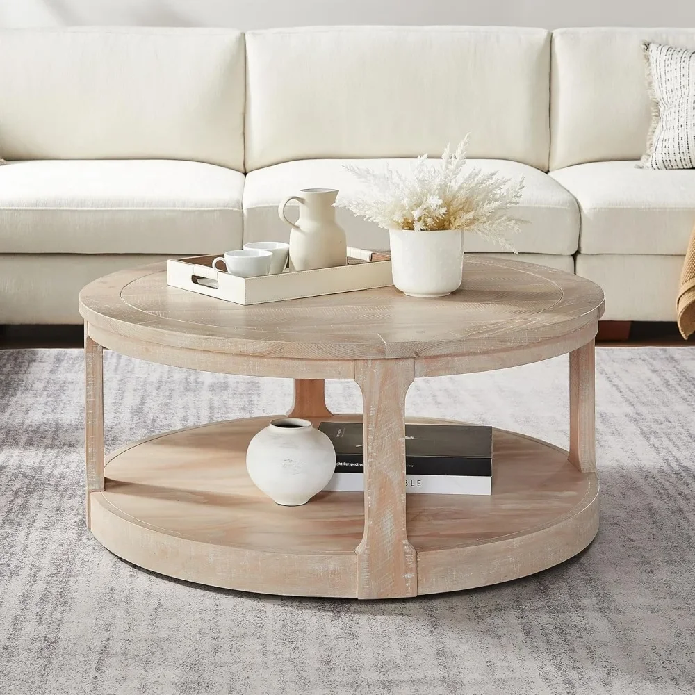 Coffee Table, Round End Tables 2 Tier Wood Tables Round Circle Coffee Table