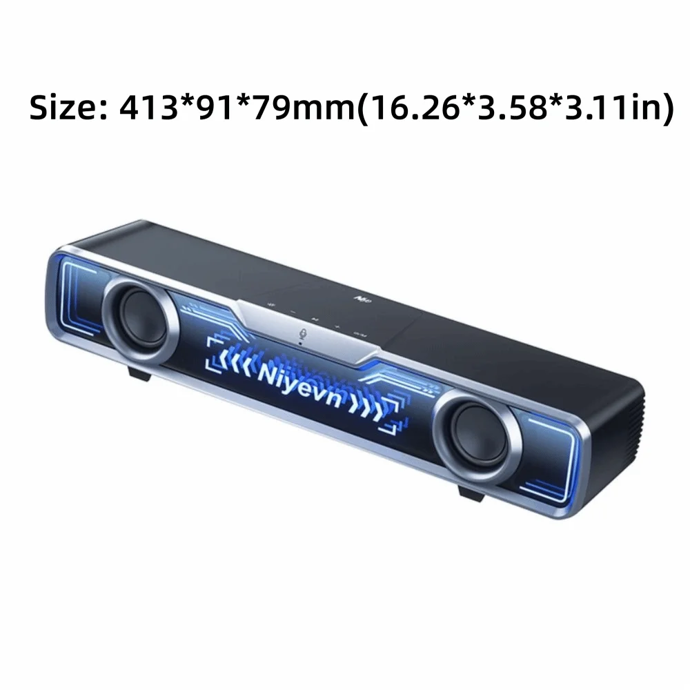 USB Powered Desktop Computer Speaker with Microphone Low Latency Wired Desk Soundbar RGB Lights Bluetooth Sound Bar Speaker