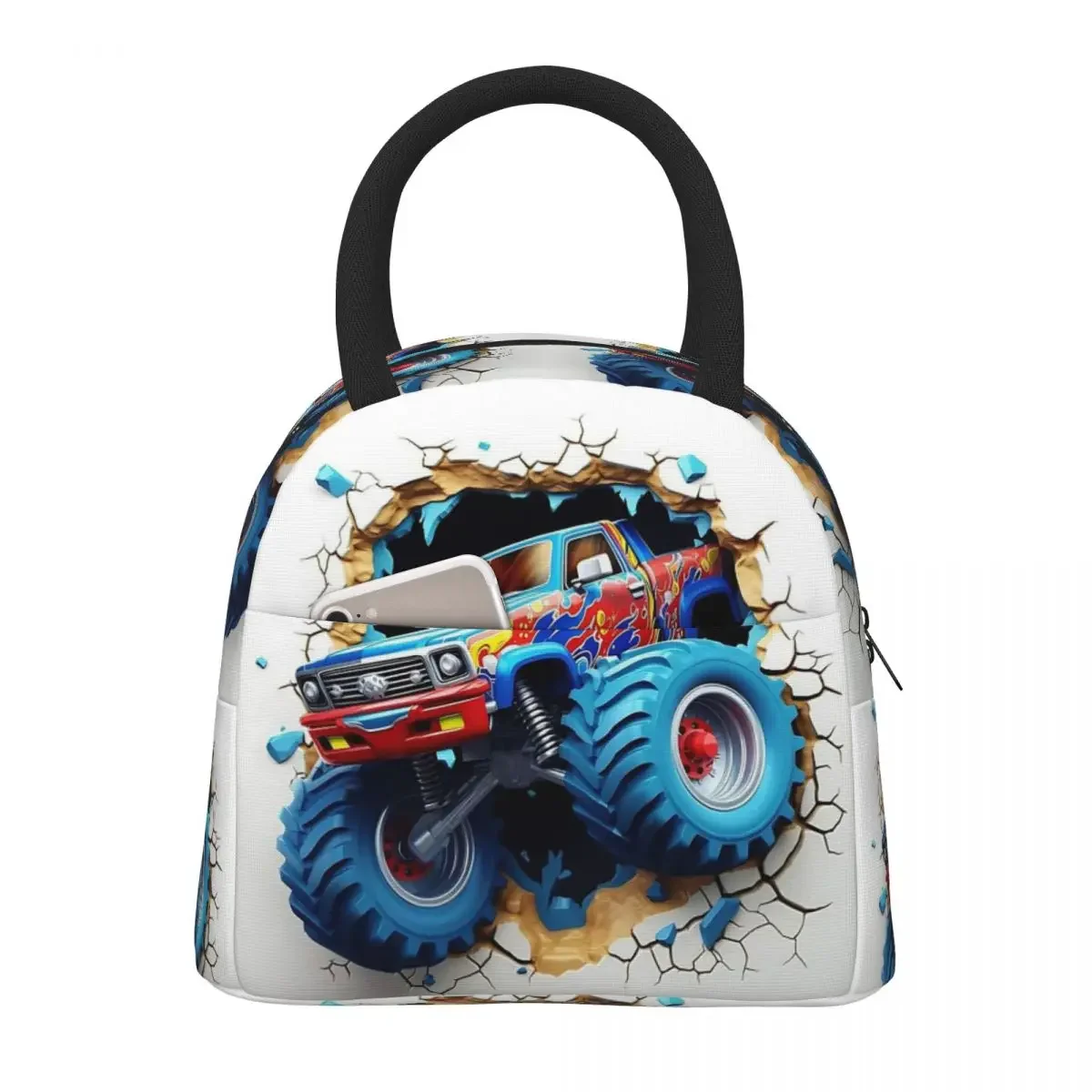 

Monster Truck Cars Pattern Lunch Bags Insulated Bento Box Lunch Tote Resuable Picnic Bags Thermal Bag for Woman Student School