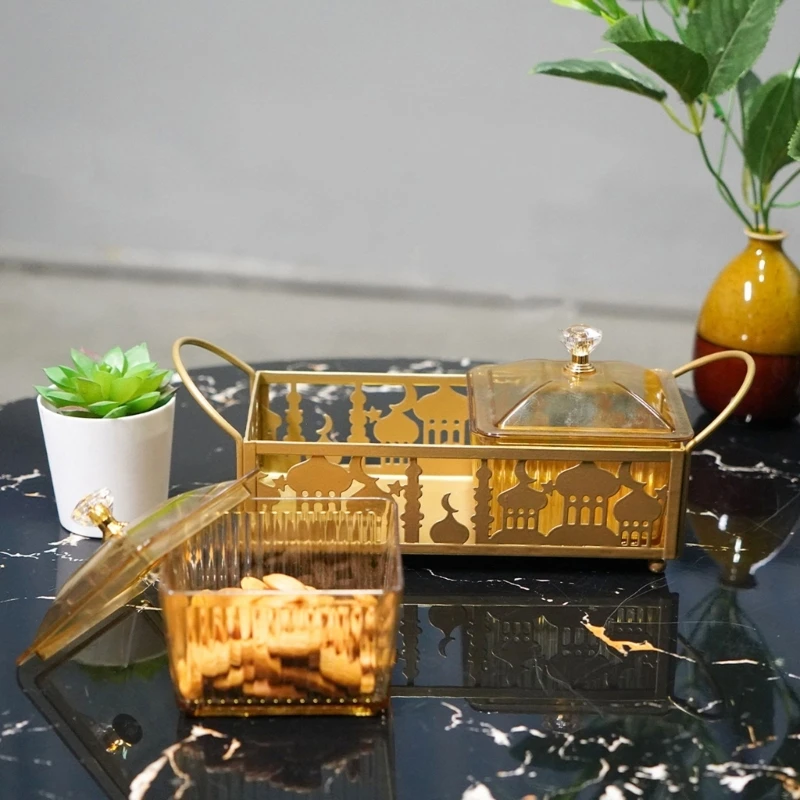 

Поднос для сервировки кондитерских изделий Ид Мубарак Рамадан Металлическое блюдо Коробка для хранения еды D2RD