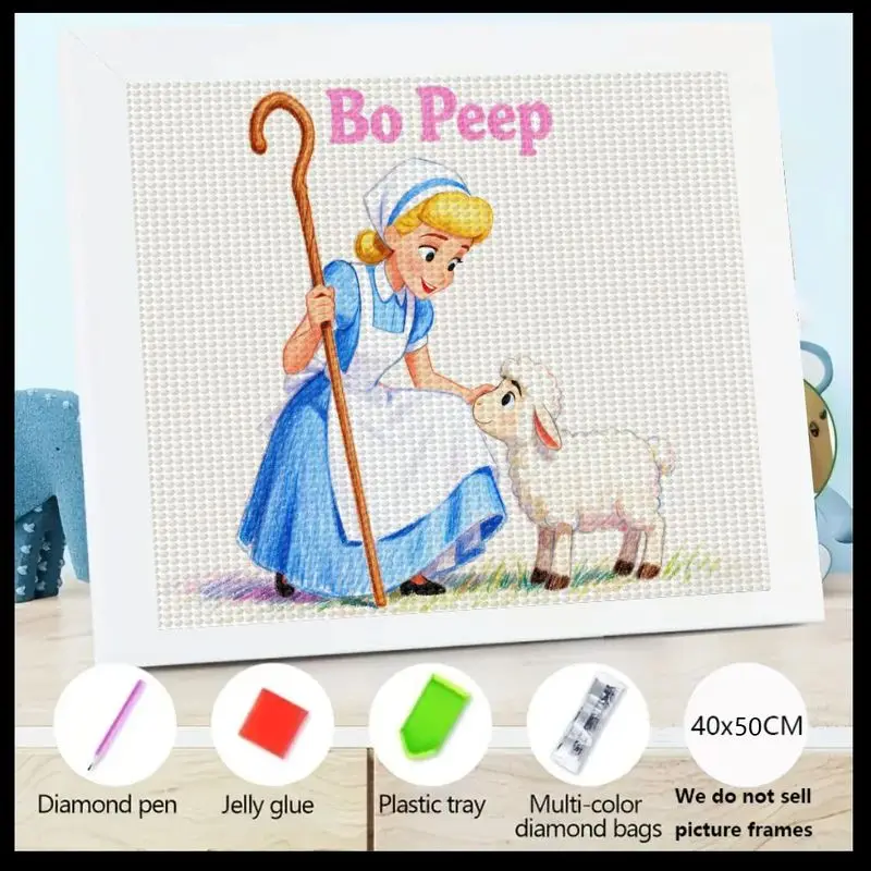 

1 шт. Bo Peep & Little Lamb 5D набор для алмазной живописи, набор для рисования кристаллами и стразами своими руками, милая мультяшная овчарка и животное