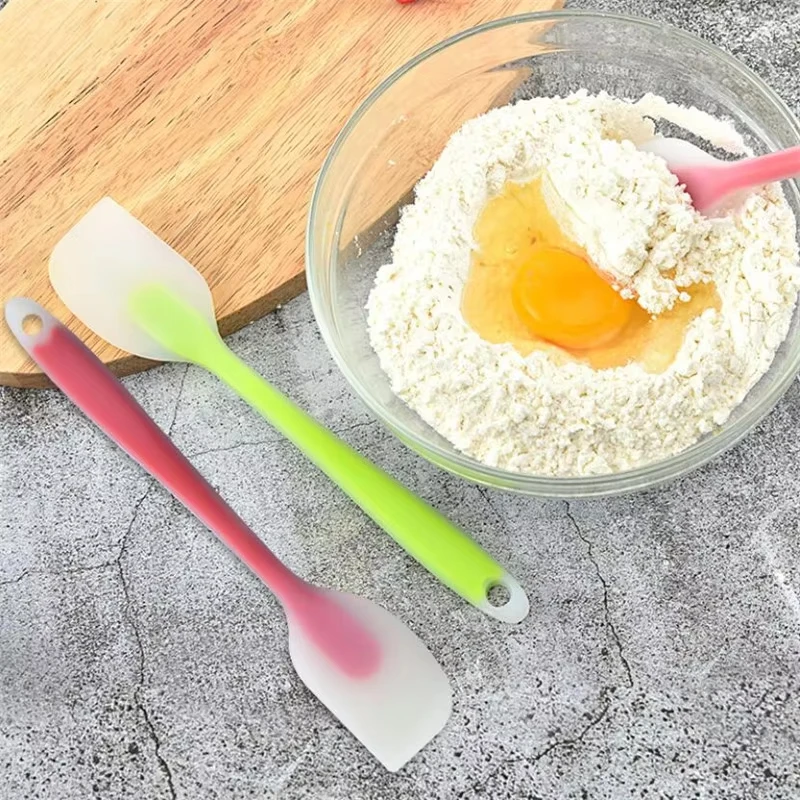 28cm kitchen silicone spatula, semi transparent cooking dough scraper, heat-resistant baking tool, cake brush and scraper