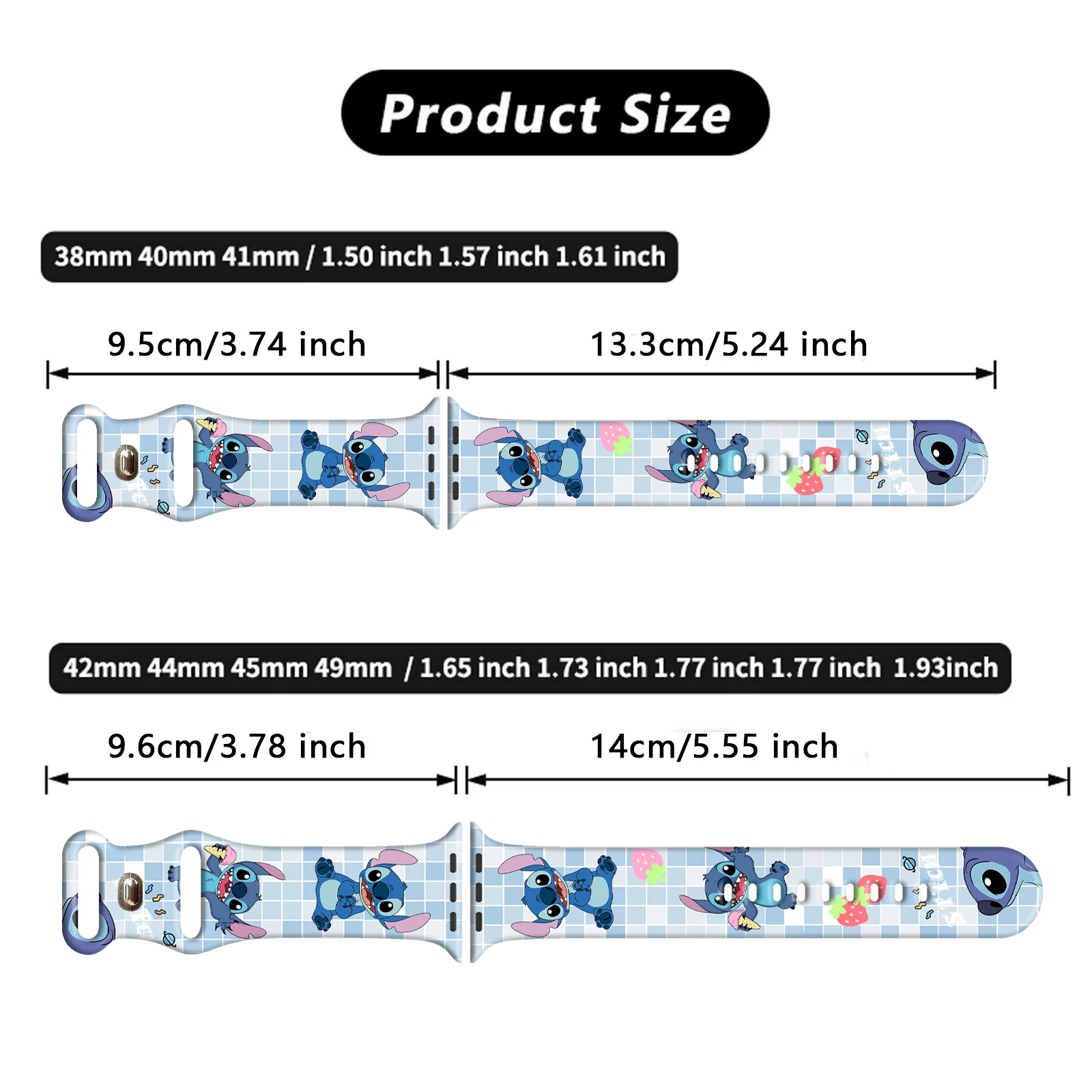 Disney Buntes Schattierungs-Sticharmband für Apple Watch 11 10 9, Silikonband, austauschbares Armband für iWatch 46/44/42 mm