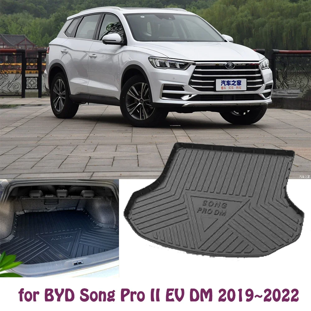 

Резиновый ковер для багажника BYD Song Pro II EV DM 2019 ~ 2022, 2020 2021 напольный коврик для багажника, защитные аксессуары для багажа