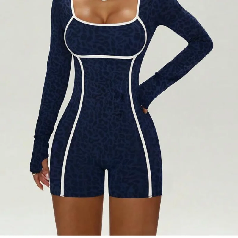 

Модный женский топ-боди в стиле кавайи, повседневная одежда для студенток, с леопардовым принтом, для йоги, с длинным рукавом, облегающий, сексуальный