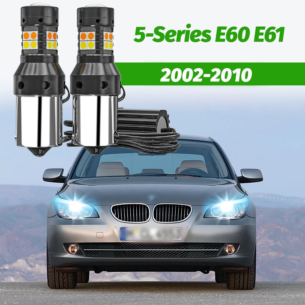 2 stücke Dual Modus Blinker + Tagfahrlicht Zubehör LED DRL Für BMW 5-Serie E60 E61 2002 2003 2004 2005 2006 2007 2008