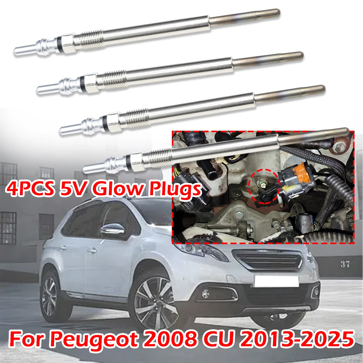 

4pcs/kit 5V Diesel Heater Nickel Plating Glow Plugs accessories Car Replacement Parts For Peugeot 2008 CU 2013-2025 1.4 1.6 HDi