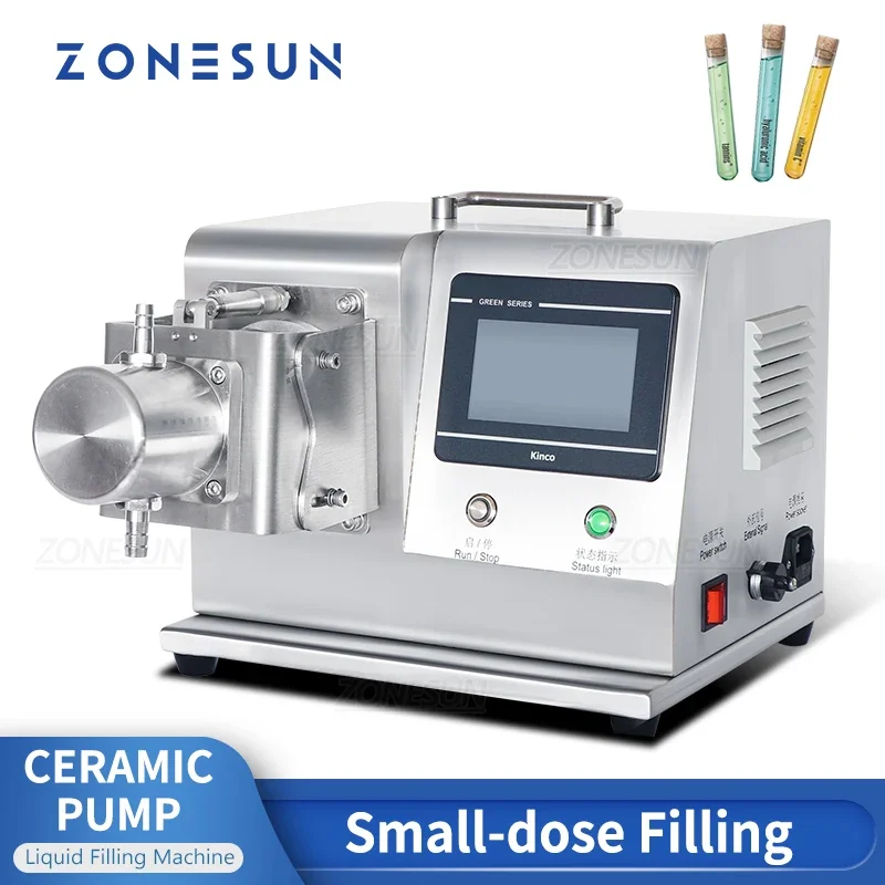 ZONESUN ZS-CPYT1 Ceramic Pump Tube Liquid Filling Machine Small Dose High Precision Reagent Vial  Bottle Filler Small Bussiness