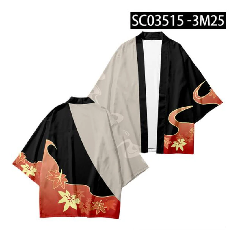 Gra Genshin Impact Kaedehara Kazuha Kimono koszula 3D drukuj Cosplay Haori płaszcz bluzki na imprezę Streetwear koszula Otaku z krótkim rękawem