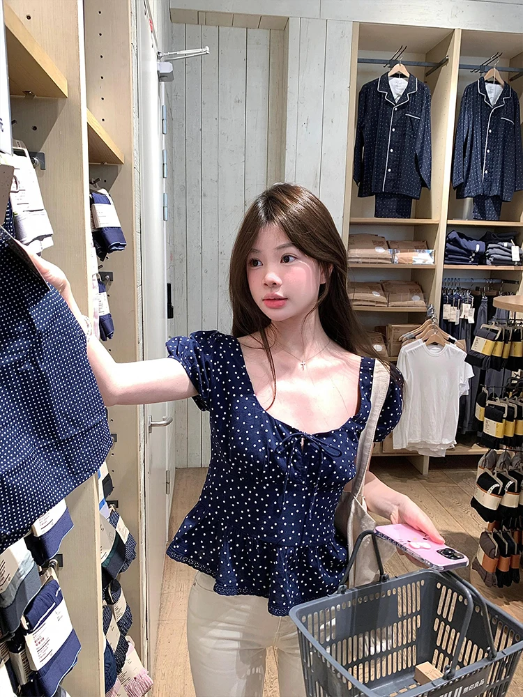 

Retro Ruffle Sve Bubble Sve irt Women Summer 2025 New Sweet Ele Slimming ort Sve Top French Sle Slim Fit