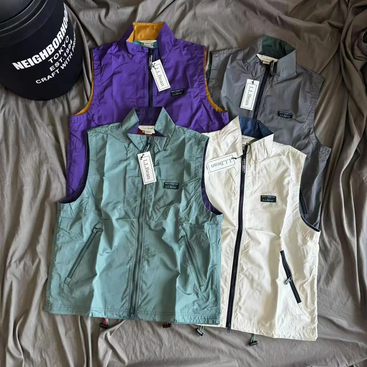 Chaleco de nailon impermeable unisex, holgado, para exteriores, con cremallera, estilo japonés, edición limitada Llbean, de s...