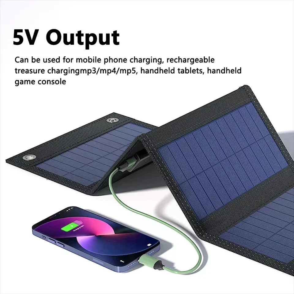 600W Foldable Solar Panel Phone Charger 5V Solar Panels Plate USB  Solar Panels Power Bank for Cell Phone Camping Emergency