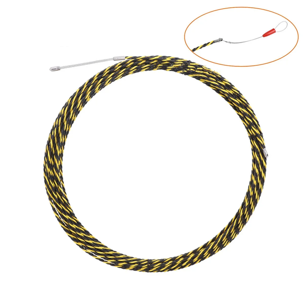 

30M x 6mm Yellow Cable Gland Puller Fish Tape Cable Fiberglass Metal Wall Wire Conduit Fiberglass Fish Tape Reel Puller