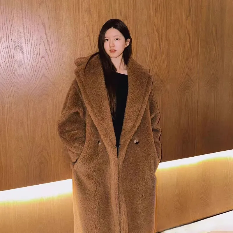 2025年冬新作 インテグレーテッドスキン＆ファーラムファーコート 大人用 テディベア レディース ロングシープスキンファーコート