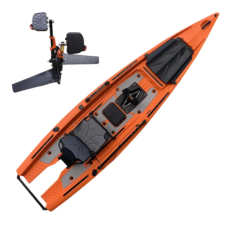 Single Pedal Drive Electric Motor Kayak New Design Inflatable Sit-On-Top Canoe for Fishing Surfing Rowing-Durable LLDPE Material