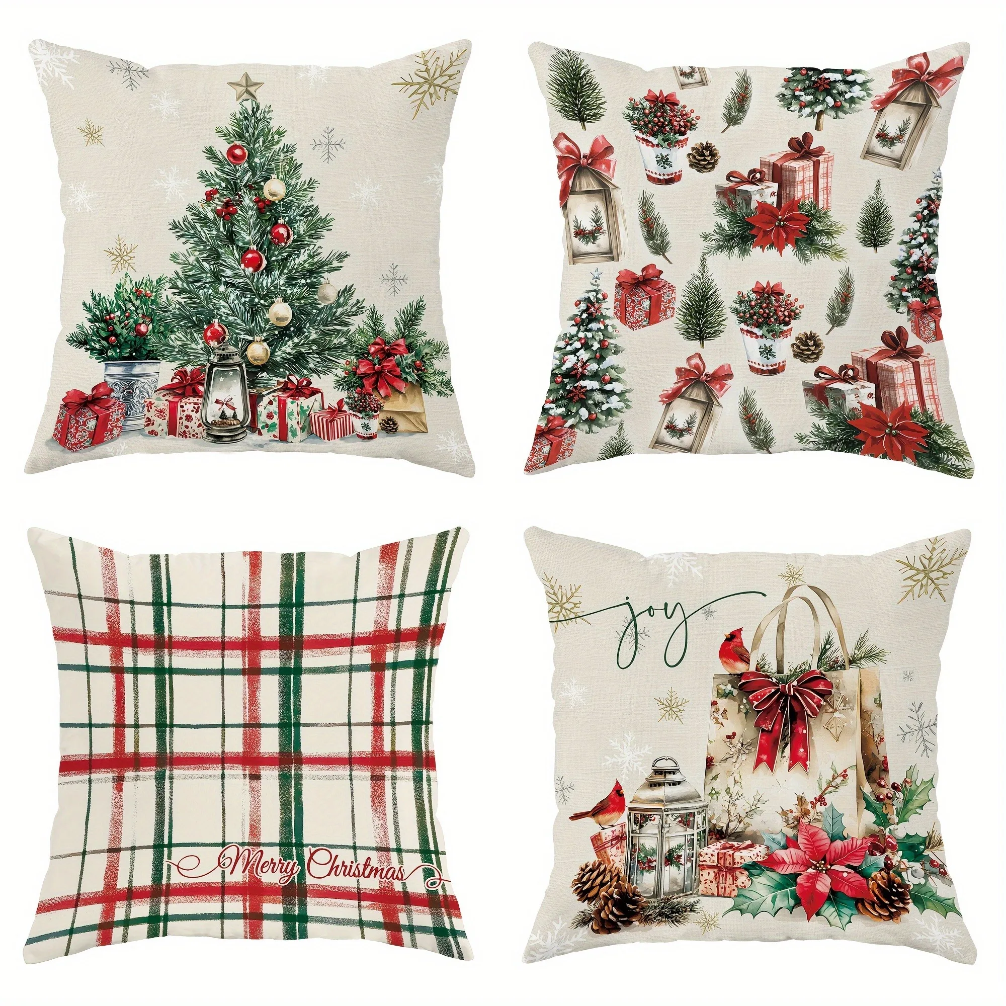 

Home Decor Christmas Elements Patterned Pillow Covers Pattern Cushion Cover Suitable For Sofa Bedroom Car Pillow Cover