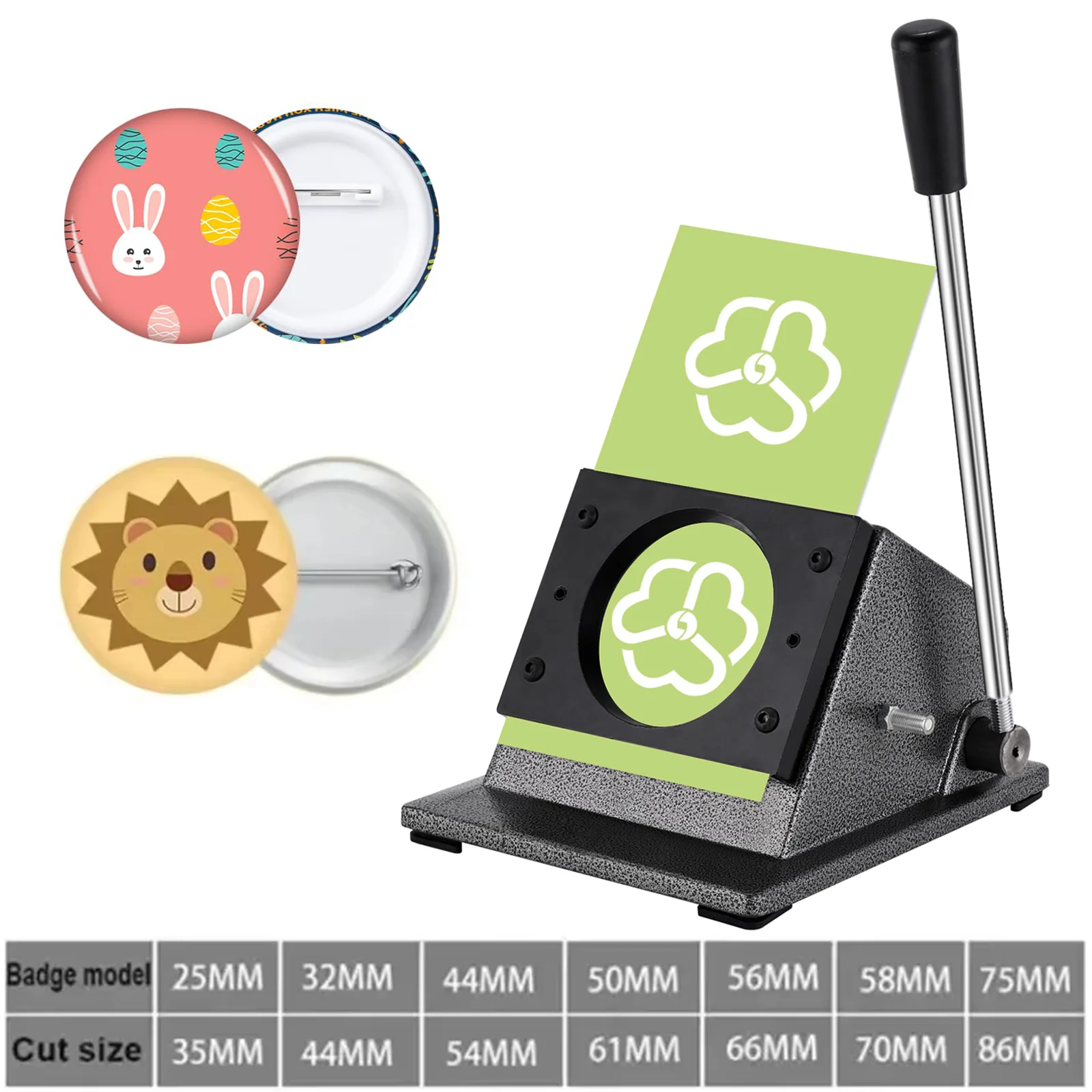 

Button Paper Cutter Graphics Punch Die Cutting Manual Round Badge Making for 25/32/37/44/50/56/58/75mm DIY Circle Paper Cutter