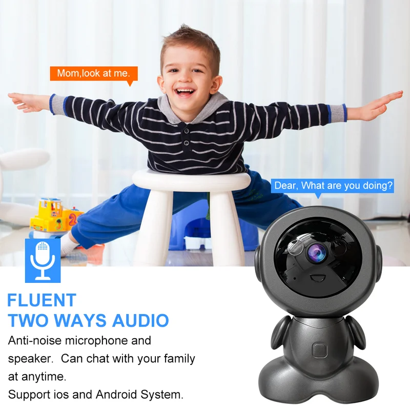 1080P 2MP WiFi PTZ Indoor Security Camera with 360° Pan Tilt Baby Monitor Two-Way Audio Infrared Night Vision And Motion Detecti
