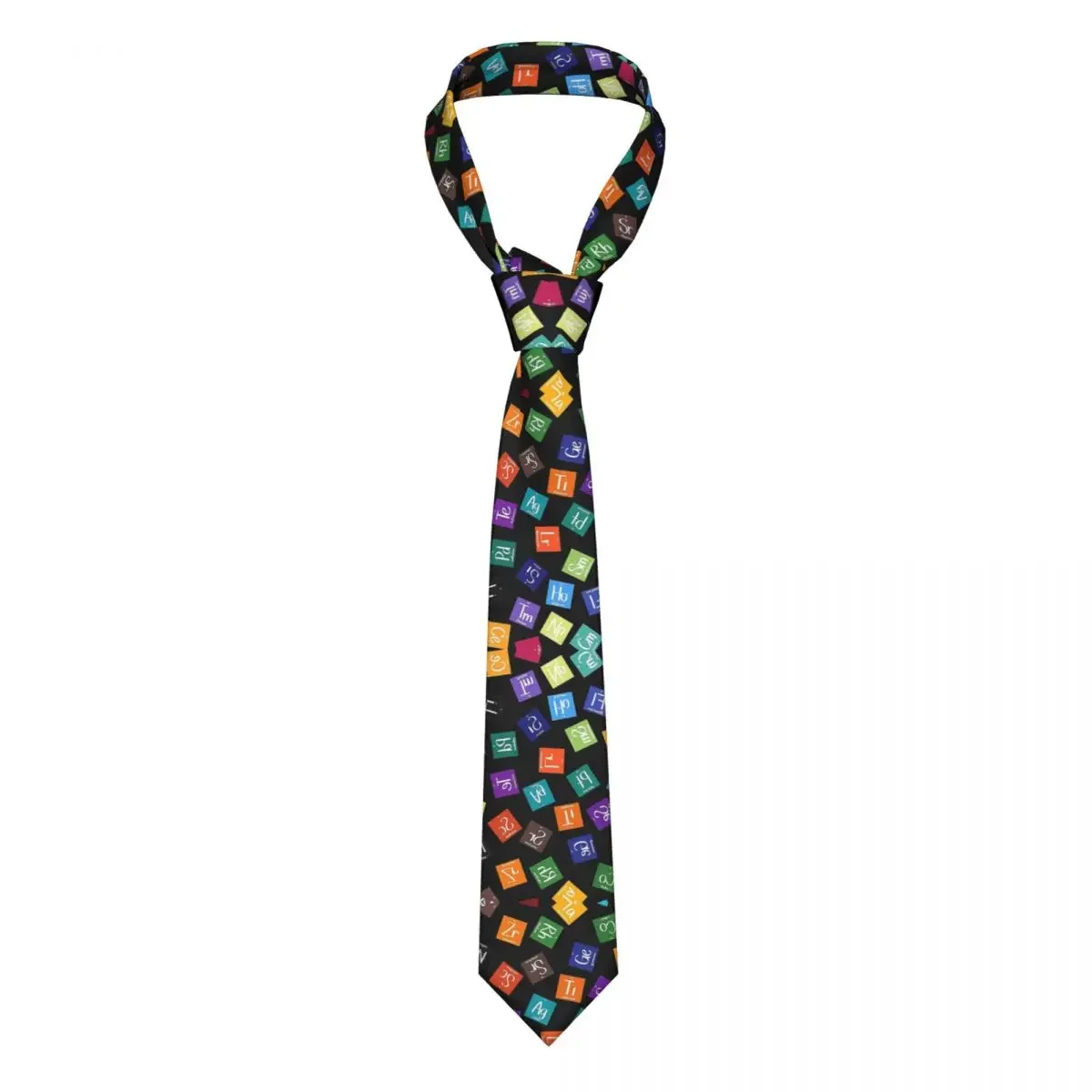 Rainbow Periodic Table Unisex Neckties Polyester 8 cm Narrow Science Chemical Elements Neck Ties for Men Cosplay Props