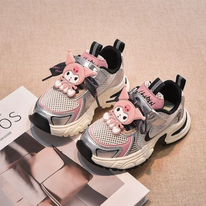 

Kuromi Anime Kawaii Sanrio Children Casual Shoes 2025 Summer Cute Children Breathable Sports Mesh Sneakers Gifts for Kids
