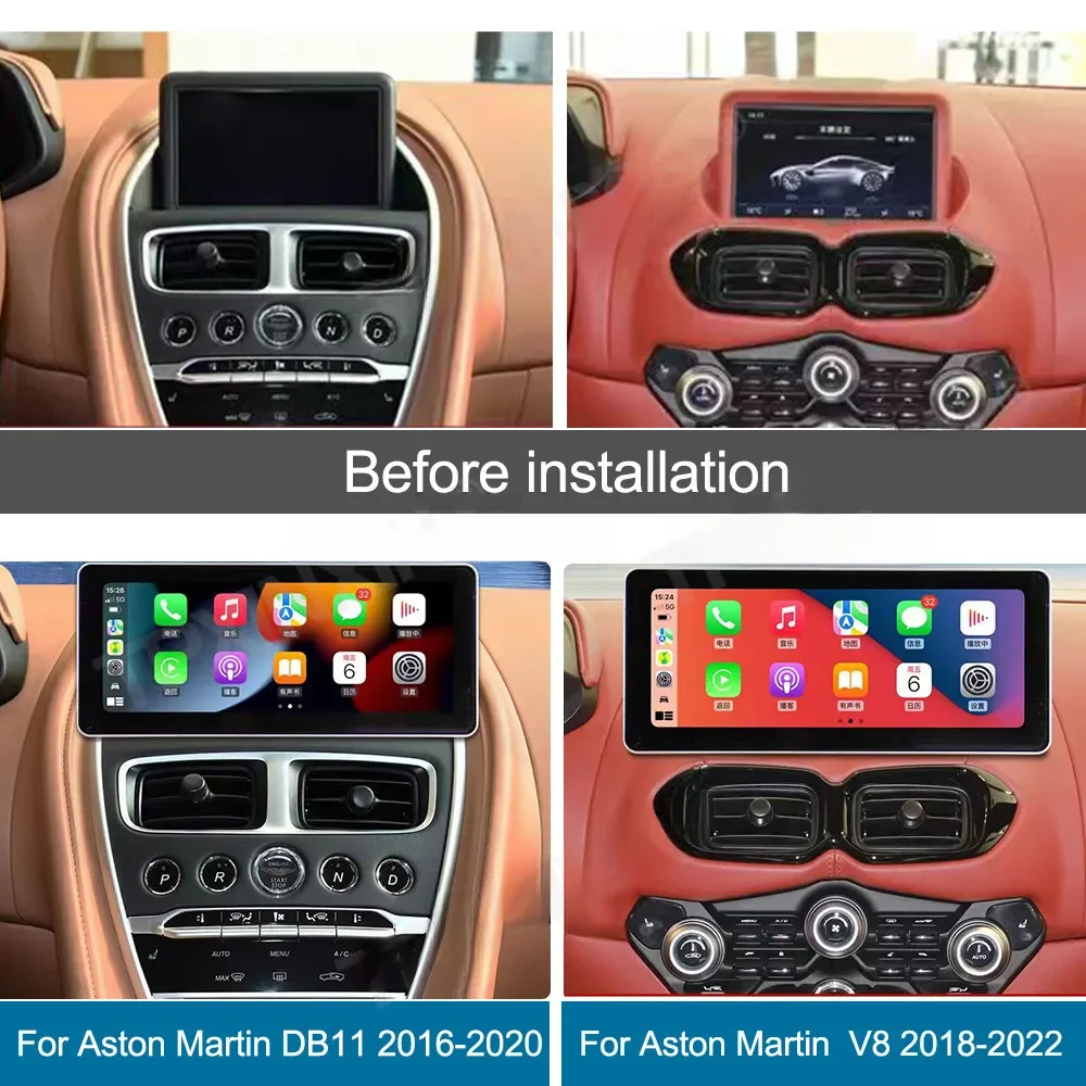 12.3 Inch Car Multimedia  Wireless Carplay GPS Video Player For Aston Martin V8 2018 2019 2020 2021 2022 Android 14 Navigation