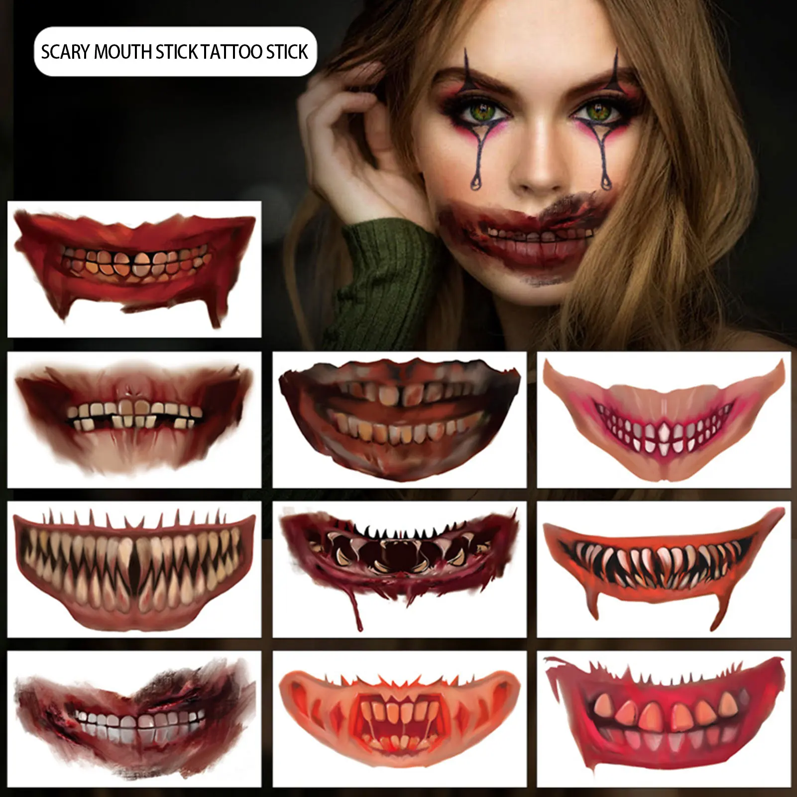 

10pcs Party Horror Thriller Lip Sticker Long-Lasting Simulation Irregular Sticker Prank Party Decorations