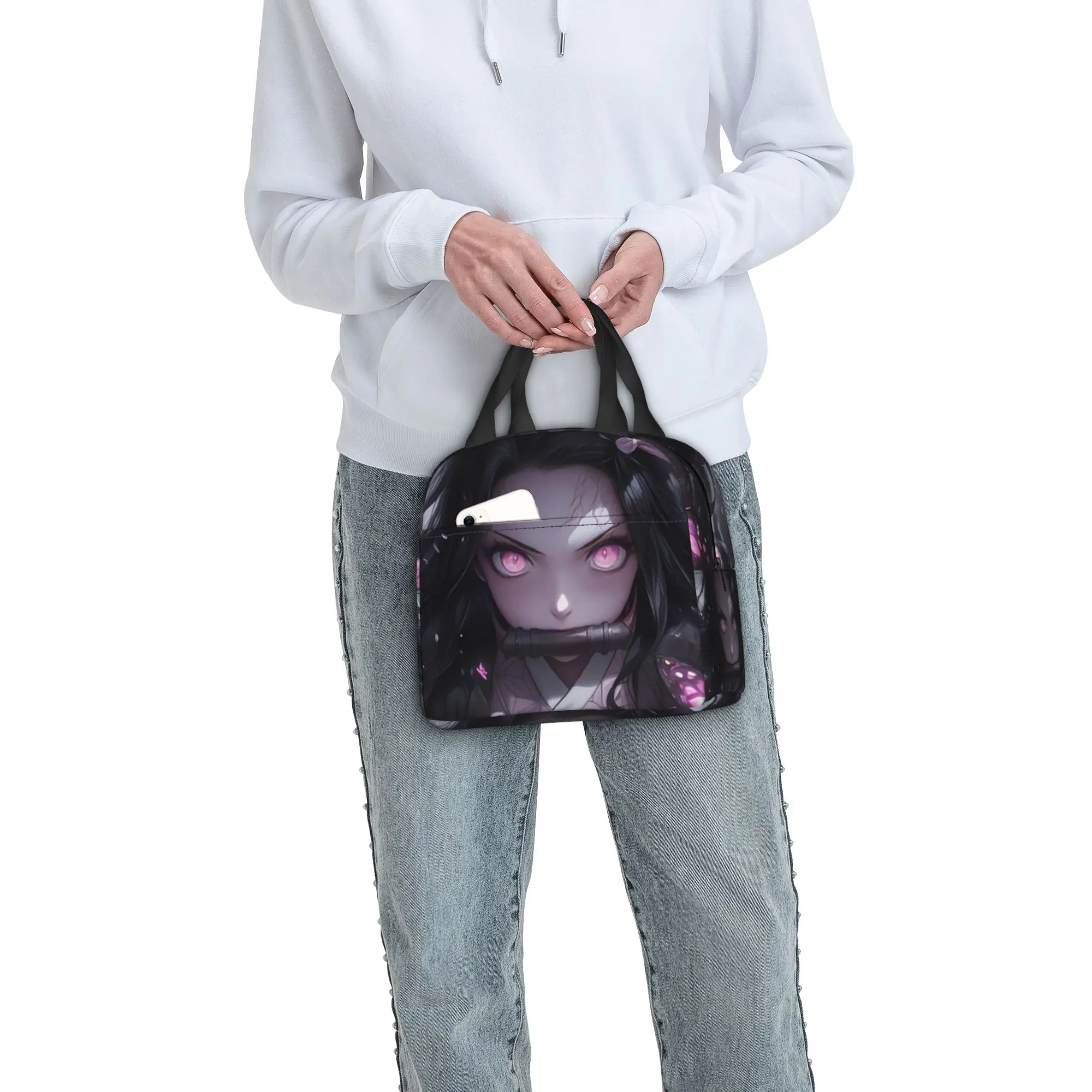 Custom Anime Kamado Nezuko Insulated Lunch Bag Portable Japanese Demon S-Slayer Thermal Cooler Lunch Box Beach Camping Travel view 5