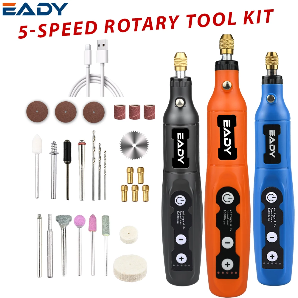 

Профессиональный набор роторных инструментов 4.0В с 5 скоростями для сверления, резьбы, полировки и многого другого, с мини-насадками, идеальный креативный подарок