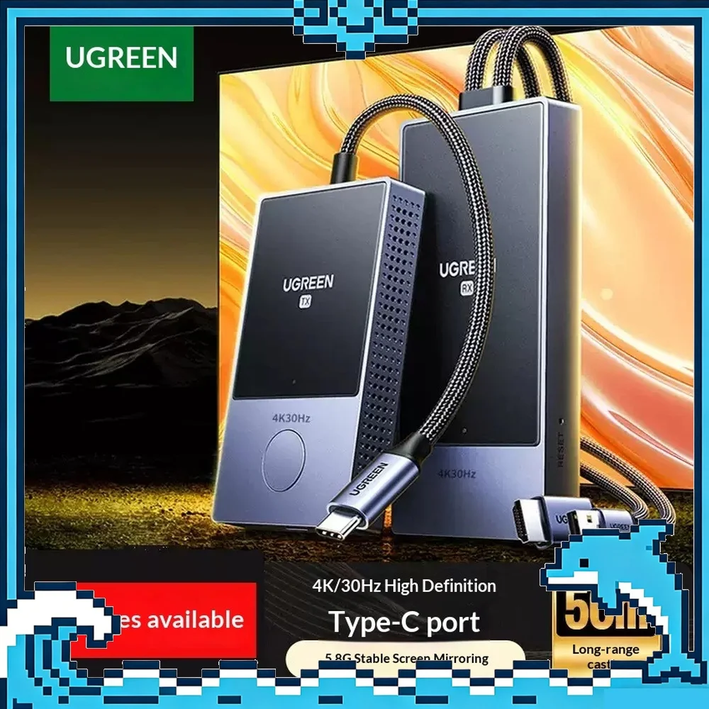 UGREEN CM738 Wireless Presentation System Type C HDMI 4K 50m Point to Point Screen Mirroring
