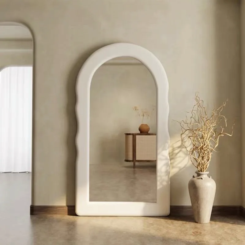 

French arched solid wood floor-to-ceiling full-body mirror household cloakroom wall-mounted full-length mirror clothing store wa