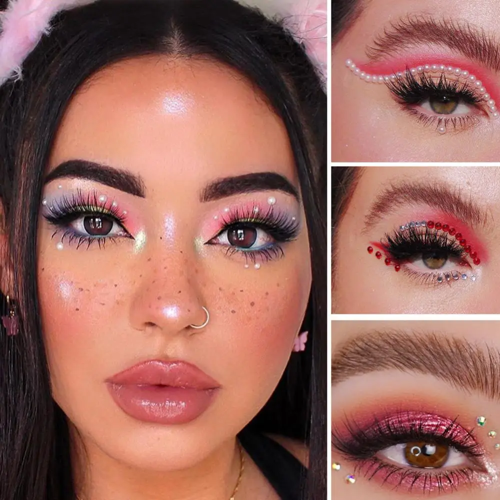 Sombra de ojos brillante, pegatina versátil de diamantes de imitación, fácil de aplicar, sombra de ojos brillante para cara, paleta de sombras de ojos para fiestas