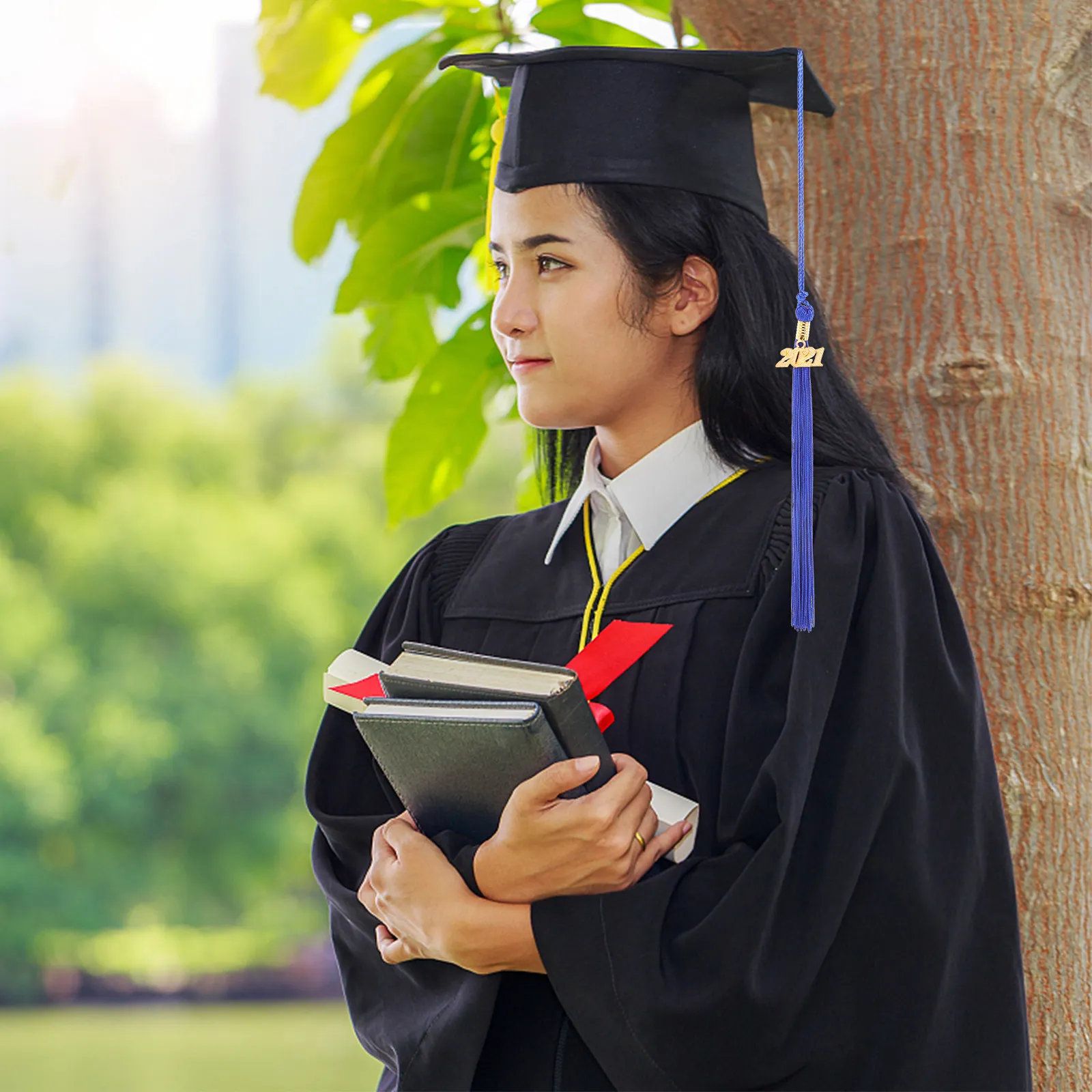 

Набор из 5 штук: Подвески-кисточки для академических шапочек (40 см) – украшение для выпускных церемоний, бакалаврских, магистерских и докторских дипломирований, академические аксессуары