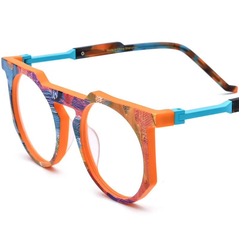 

High quality fashion multi-color round glasses frames retro literary cat eye personality myopia color changing optical glasses