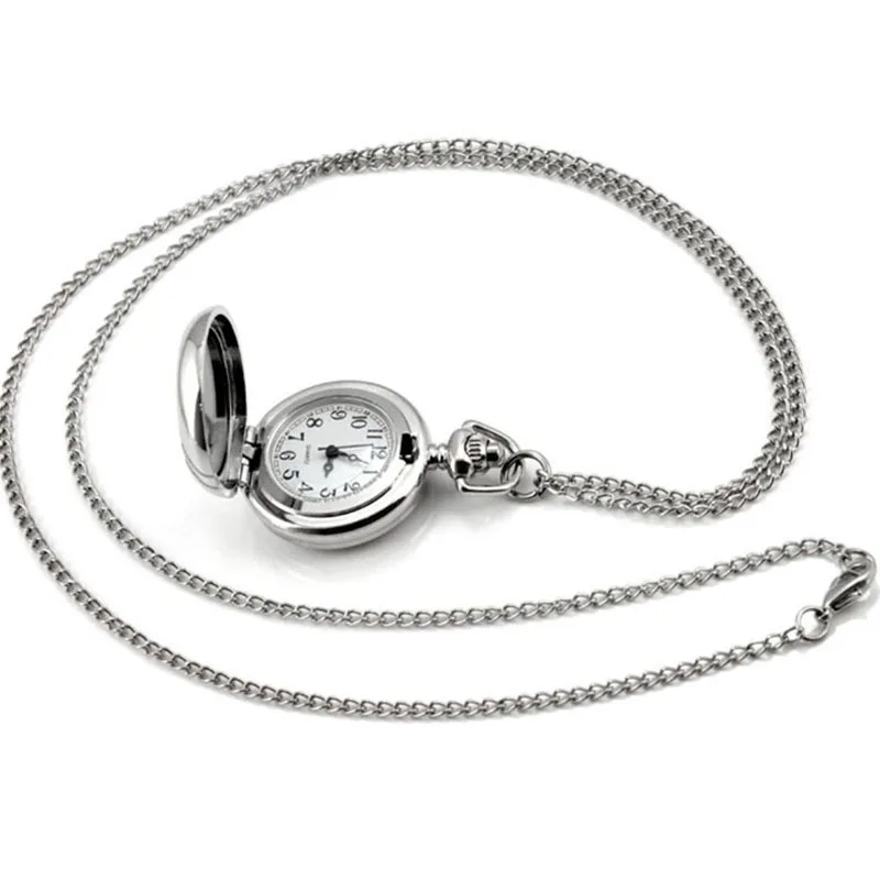 Couple models classic fashion retro quartz small silver lotus blue flower pocket watch