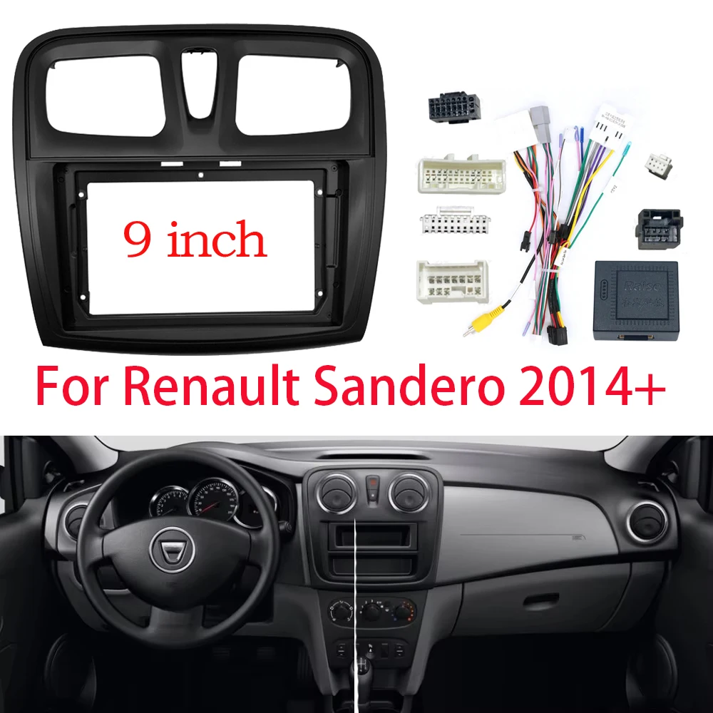 9 Inch For Renault Sandero 2014+ Car Radio Stereo GPS MP5 Android Player 2 Din Head Unit Fascias Dashboard Panel Frame