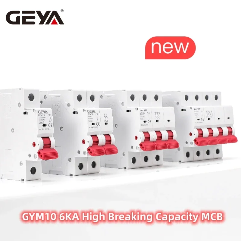 GEYA GYM10 1P 6KA AC MCB Din Rail 220V 400V Mini Circuit Breaker 6A-63A Factory Direct Manufacturer CE CB Approved