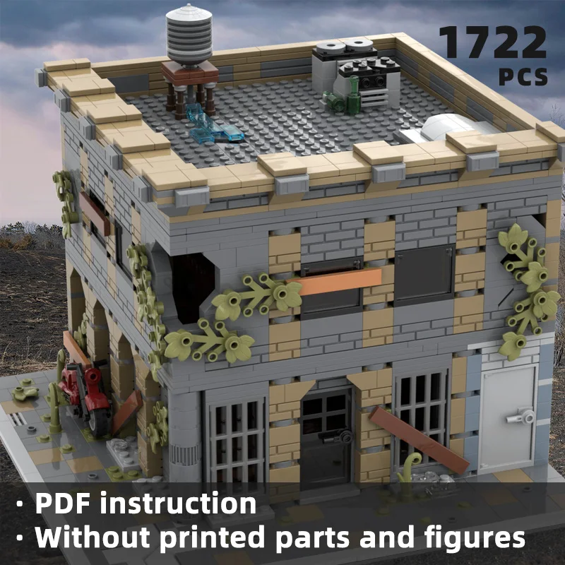 thrilling zombie survival scene abandoned gunshop movie game theme diorama bricks building moc horror fans blocks gift display