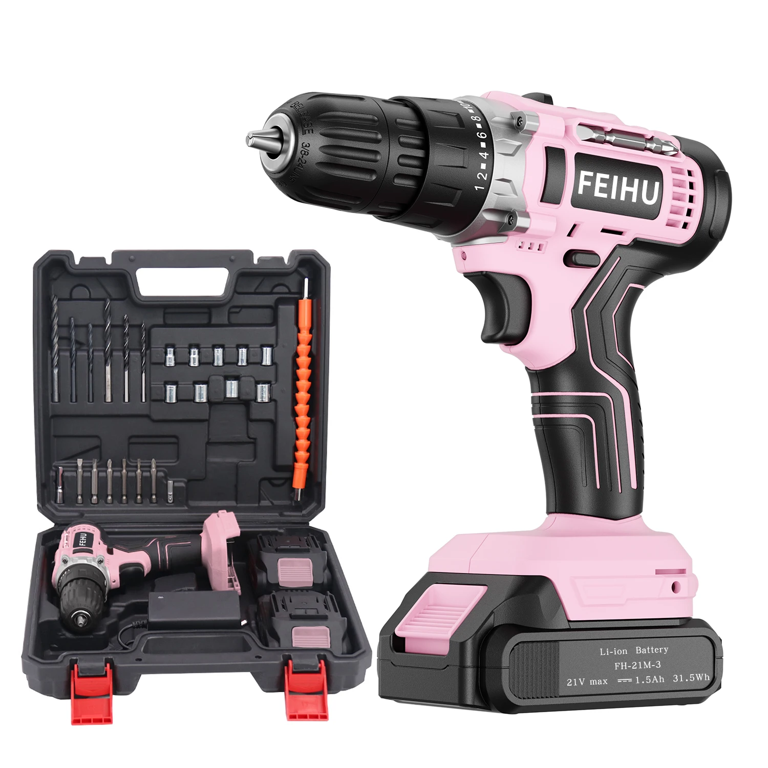 21V Cordless Drill Machine Li-ion Battery Electric Screwdriver Power Tool Brush Motor Impact Cordless Power Drills For Industry