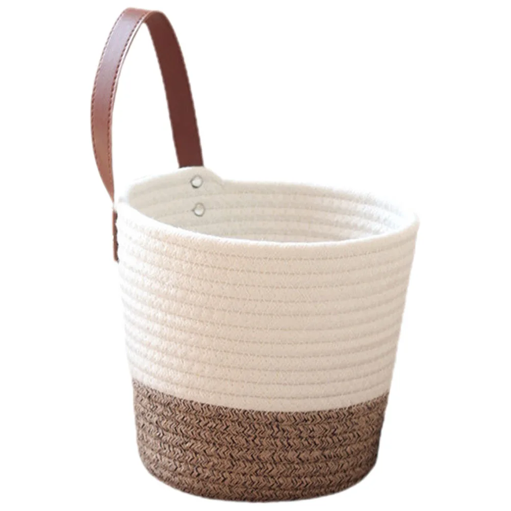 

Wall Hanging Storage Basket Cotton Small Kitchen Organizer Woven Baskets Home Garden Decor Fruit Vegetable Storage Display