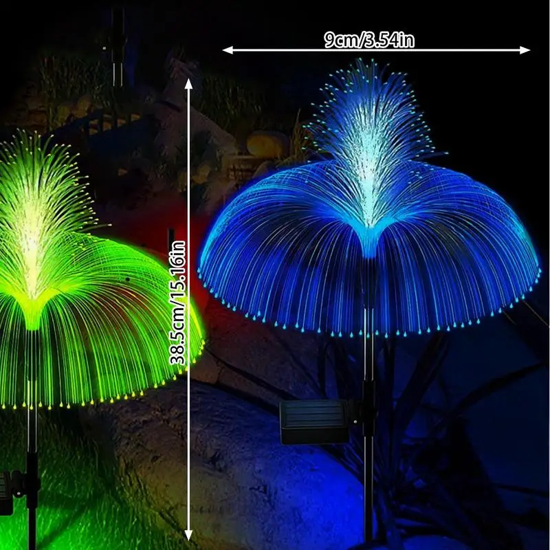 Lumières solaires de piquet de jardin d'arbre de Noël, méduse extérieure, lumières de cour, imperméables, décoratives, 7 documents, 2 pièces