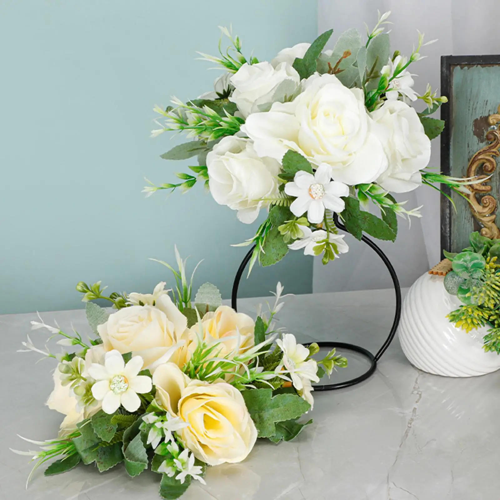 Artificial Flower Balls Fake Flower Kissing Balls Floral Bouquet for Living Room