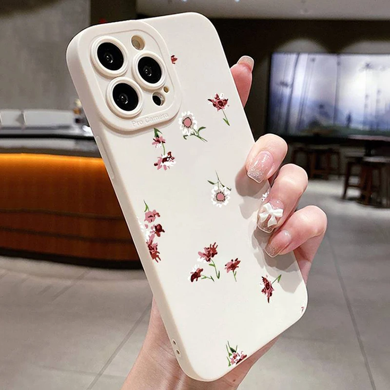 Purple Flower Printed Phone Case for Samsung Galaxy S24 S23 Ultra S22 S21 Plus FE A32 A52 A55 A13 A15 A33 A53 A14 A34 A54 A35 5G