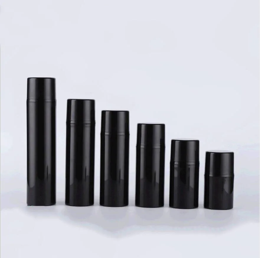 

80MLblack plastic airless bottle black pump lid toner essence gel serum/foundation/lotion/emulsion Cosmetic Packaging