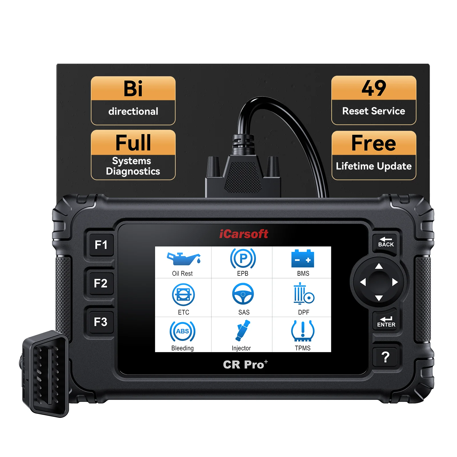 iCarsoft CR Pro+ 2025 All System Diagnostic Bidirectional Scan Tool for All Brand Cars, ECU Coding+ 49 Reset +46 Extra Services