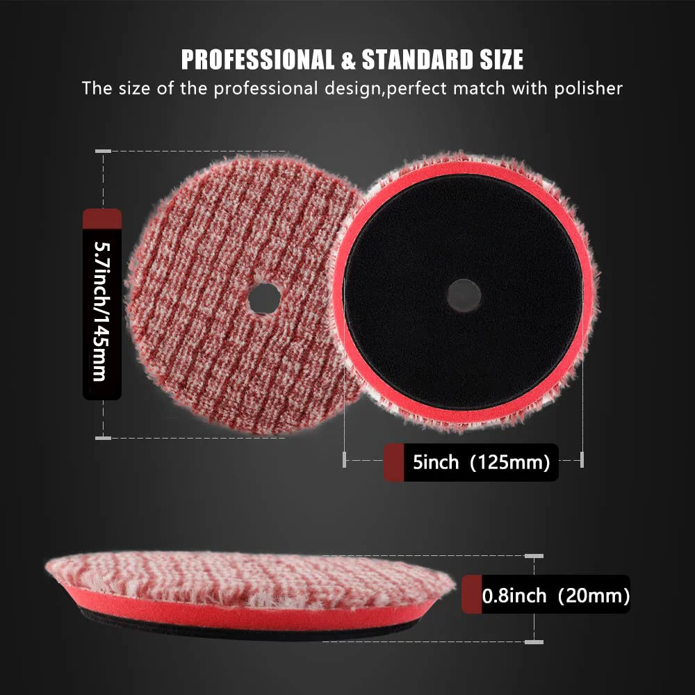 2Pcs Wool Polishing Pads, Wool Cutting Pad, Short Hair Wool Buffing and Polishing Pad Set, Wool Buffing Wheel for Heavy Cut