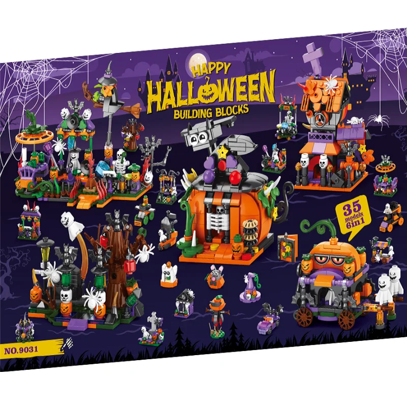 

31pcs Halloween Countdown Calendar Ghost Elves Pumpkin Lantern Candy Ghosts Mini Ornament Building Blocks Bricks Toys