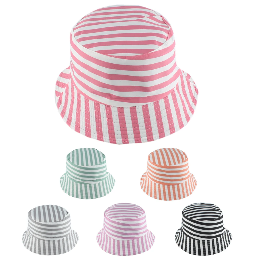 

New Summer Reversible Bucket Hats Foldable Women Stripe Printing Double-side Fisherman Hat Gorros Men Sun Protection Visor Cap