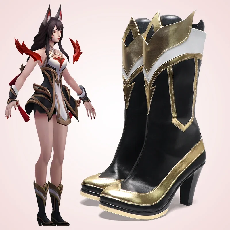 

Обувь в стиле аниме LOL Ahri, ботинки для косплея, аксессуары для Хэллоуина по индивидуальному заказу