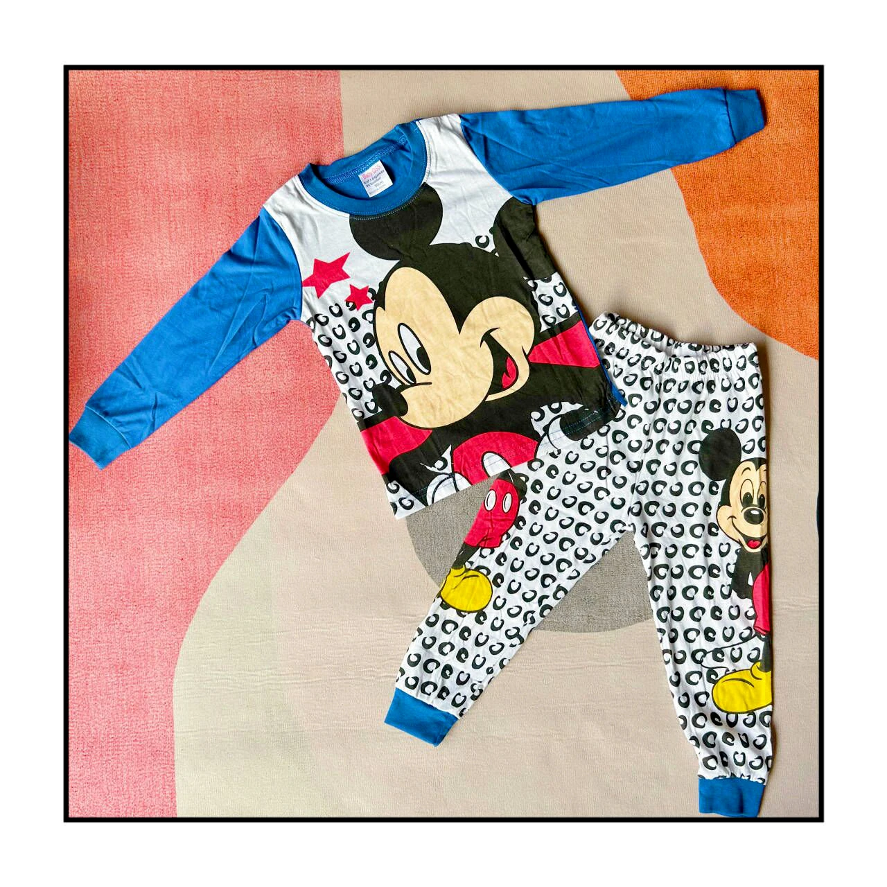 New Spring Autumn Classics Blue Mickey Children's Clothing Sets Girl Boy Sleepwear Clothes Kids Pajamas Set Baby Girls Pyjamas